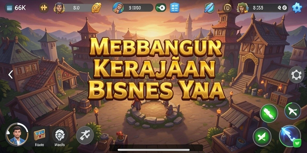 Screenshot gameplay 66K menampilkan pengelolaan bisnis yang seru.