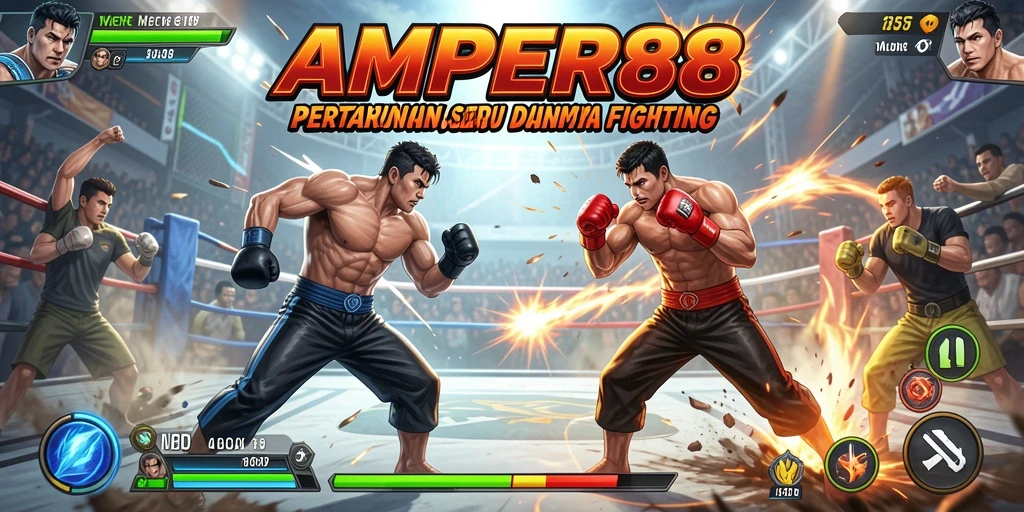 Gameplay AMPER88 yang mendebarkan dengan aksi pertarungan intens.