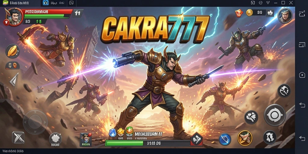 Screenshot gameplay CAKRA777 menampilkan aksi pertarungan yang memukau.
