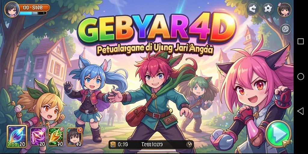 Tampilan menarik dari gameplay GEBYAR4D dengan karakter Anime.