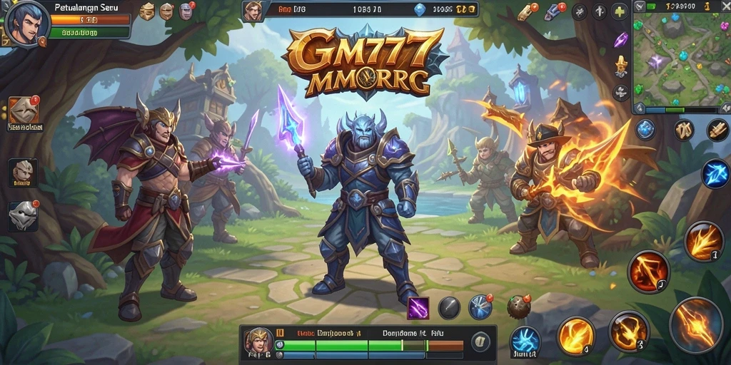 Tangkapan layar gameplay GM777 yang menampilkan aksi seru di dunia MMORPG.