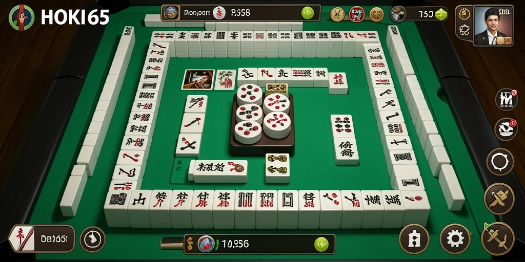 Tampilan gameplay HOKI65 dengan grafis Mahjong yang menarik.