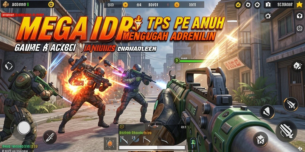 Screenshot menampilkan aksi tempur intens dalam gameplay MEGAIDR.