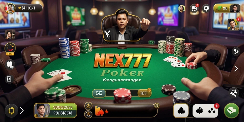 Tampilan gameplay utama NEX777 yang penuh strategi dan keseruan poker.