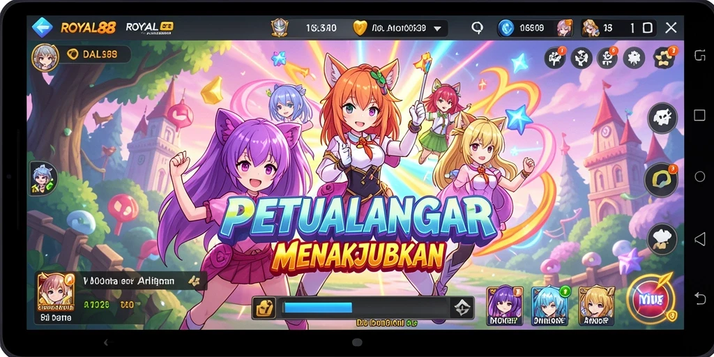 Tampilan gameplay ROYAL88 yang menawan dengan karakter anime.