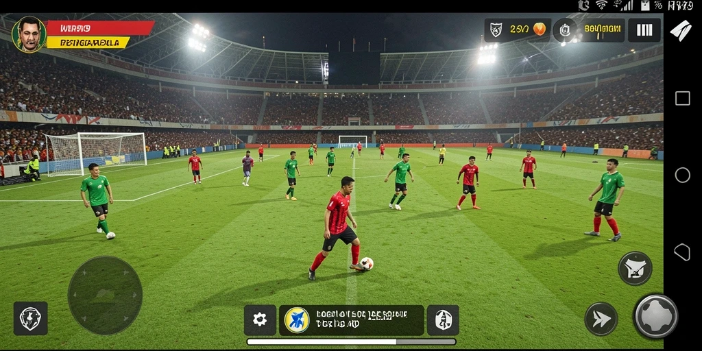 Tampilan gameplay menegangkan dalam permainan RR89 yang menggambarkan aksi sepak bola.