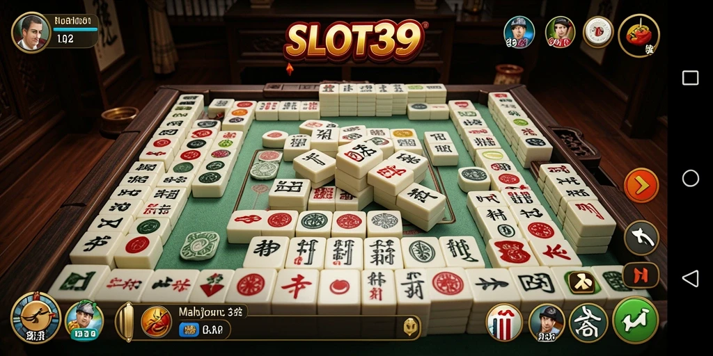 Screenshot gameplay SLOT39 dengan aksi Mahjong yang mendebarkan.